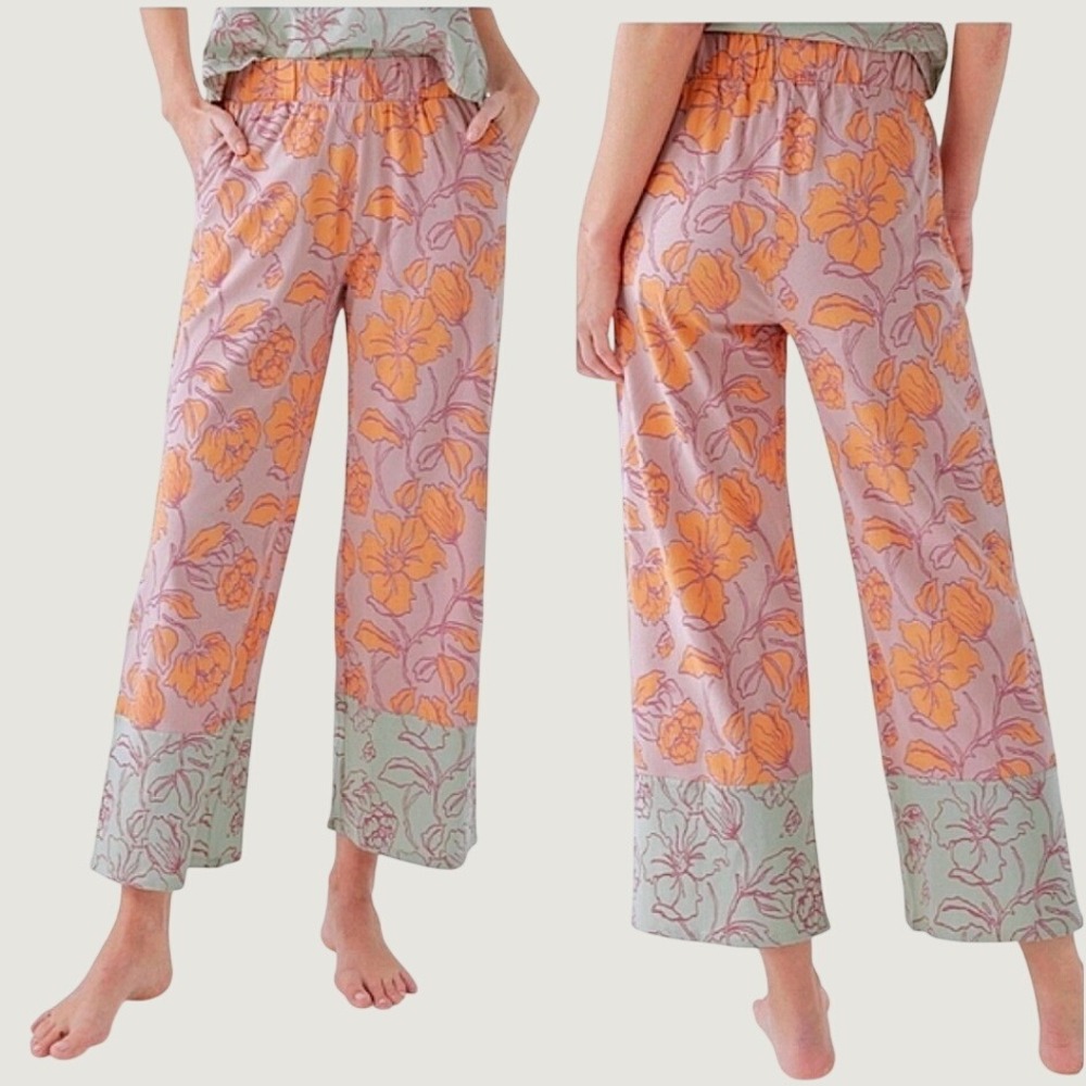 Pact Organic Cotton Staycation Sleep Pants Ankle Size XXL 'Looking Glass' Floral